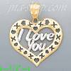 14K Gold I Love You Heart w/XOXO Frame Charm Pendant