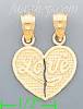 14K Gold 2-piece I Love You Heart Charm Pendant