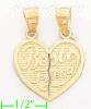 14K Gold 2-piece Best Friends Heart Charm Pendant