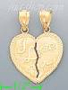 14K Gold 2-piece I Love You Heart Charm Pendant