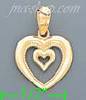 14K Gold Open Heart w/Little Open Heart Inside Charm Pendant