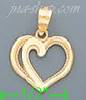 14K Gold Double Open Heart Charm Pendant