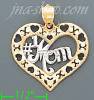 14K Gold #1 Mom Heart w/XOXO Charm Pendant