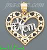 14K Gold #1 Mom Heart w/XOXO Charm Pendant