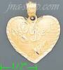 14K Gold Best Mom Heart w/Rose Charm Pendant