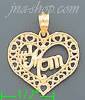14K Gold #1 Mom Open Heart w/Little Hearts Charm Pendant