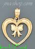 14K Gold Heart w/Bow Charm Pendant