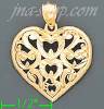 14K Gold Filigree Heart Charm Pendant