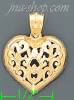 14K Gold Filigree Heart Charm Pendant