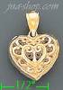 14K Gold Filigree Heart Charm Pendant