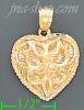 14K Gold Heart w/Intricate Design Charm Pendant