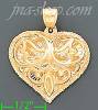 14K Gold Heart w/Intricate Design Charm Pendant