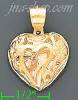 14K Gold Heart w/Small Dangling Heart Intricate Design Charm Pen