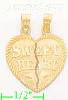 14K Gold 2-piece Sweet Heart Heart Charm Pendant