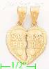 14K Gold 2-piece Sweet Heart Heart Charm Pendant
