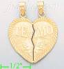 14K Gold 2-piece Te Amo Heart Charm Pendant