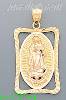 14K Gold Virgin of Guadalupe on Rectagular Frame 3Color Charm Pe