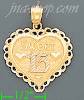 14K Gold 15 Años Heart 3Color Charm Pendant