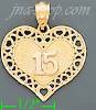 14K Gold 15 Años Heart 3Color Charm Pendant