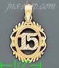 14K Gold 15 Quince Años 3Color Charm Pendant