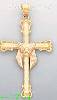 14K Gold Cross w/Shroud 3Color Charm Pendant