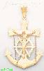 14K Gold Anchor Crucifix Stamp Charm Pendant