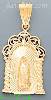 14K Gold Virgin on Ornate Arc Stamp Charm Pendant