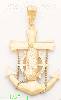 14K Gold Anchor Crucifix Stamp Charm Pendant