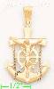 14K Gold Anchor Crucifix Stamp Charm Pendant