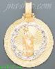 14K Gold Virgin of Guadalupe Round Stamp Charm Pendant