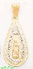 14K Gold Virgin of Guadalupe Teardrop Stamp Charm Pendant