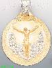 14K Gold Crucifix Round Stamp Charm Pendant