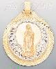 14K Gold Virgin of Guadalupe Round Stamp Charm Pendant