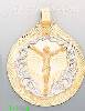 14K Gold Crucifix Round Stamp Charm Pendant