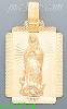 14K Gold Virgin of Guadalupe Stamp Charm Pendant