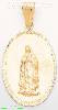 14K Gold Virgin of Guadalupe Oval Stamp Charm Pendant