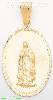14K Gold Virgin of Guadalupe Oval Stamp Charm Pendant