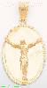 14K Gold Crucifix Oval Stamp Charm Pendant