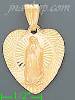 14K Gold Virgin of Guadalupe Heart Stamp Charm Pendant