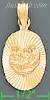 14K Gold Baptism Oval Stamp Charm Pendant