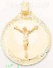 14K Gold Crucifix Round Stamp Charm Pendant