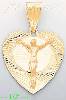 14K Gold Crucifix Heart Stamp Charm Pendant