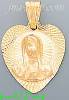 14K Gold Virgin Heart Stamp Charm Pendant