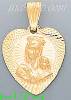 14K Gold Madonna & Child Heart Stamp Charm Pendant