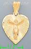 14K Gold Crucifix Heart Stamp Charm Pendant
