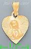 14K Gold Virgin Heart Stamp Charm Pendant