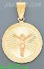 14K Gold Crucifix Round Stamp Charm Pendant