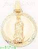 14K Gold Virgin of Guadalupe Round Stamp Charm Pendant