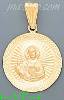 14K Gold Jesus Sacred Heart Round Stamp Charm Pendant