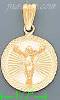 14K Gold Crucifix Round Stamp Charm Pendant